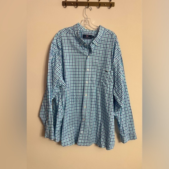 Vineyard Vines Other - Vineyard Vines Blue Aqua Checkered Button Front Shirt 4XB